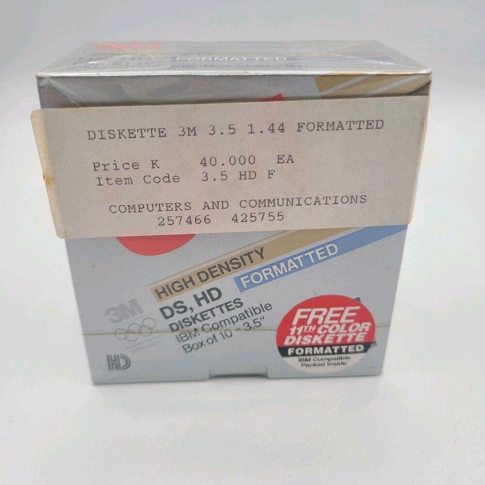 NOS 1989 Sealed 3M High Density DS/HD 3.5" Floppy Disks 11-Pack IBM Formatted
